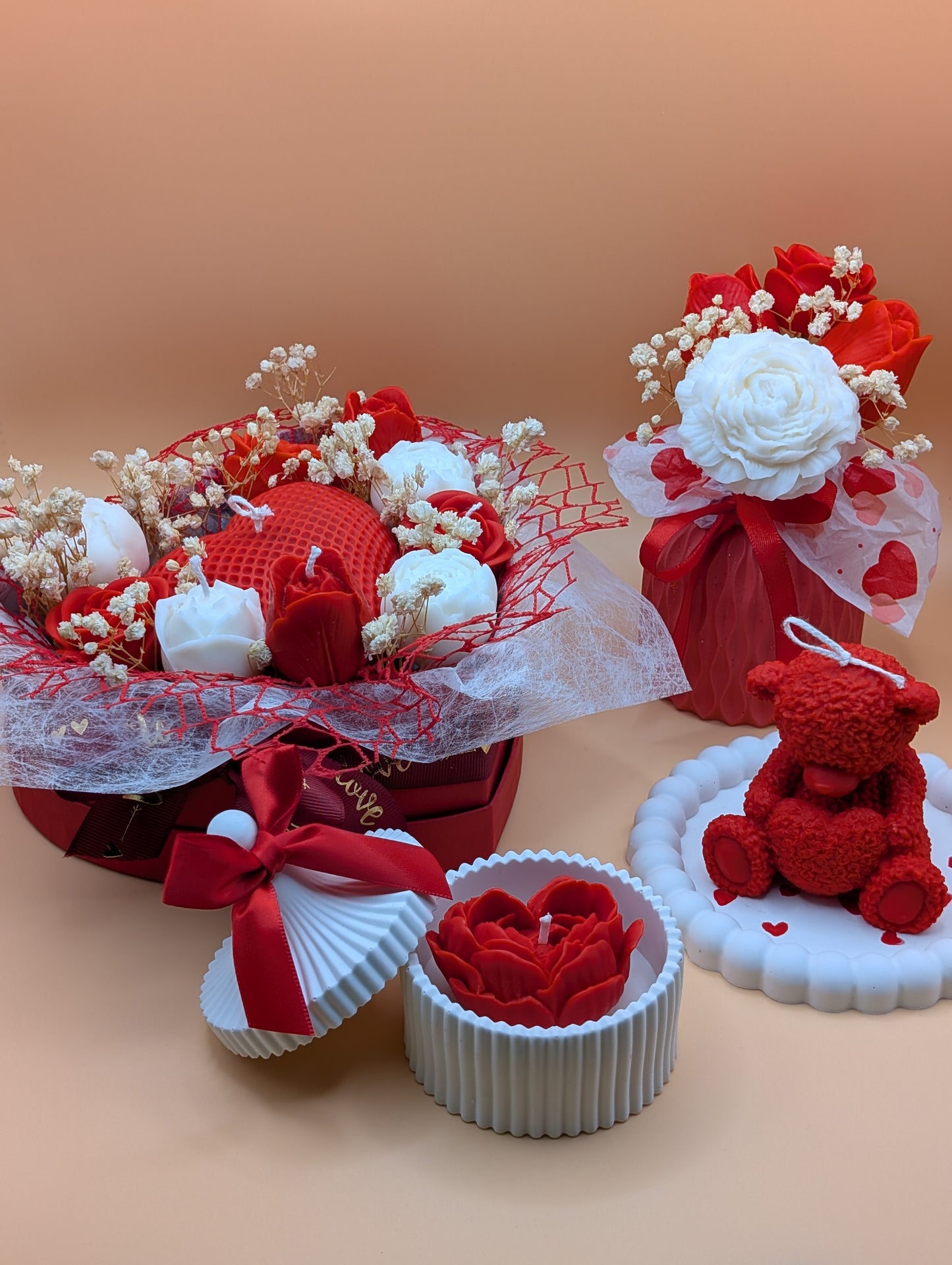 Bouquet romantico di candele fatte a mano