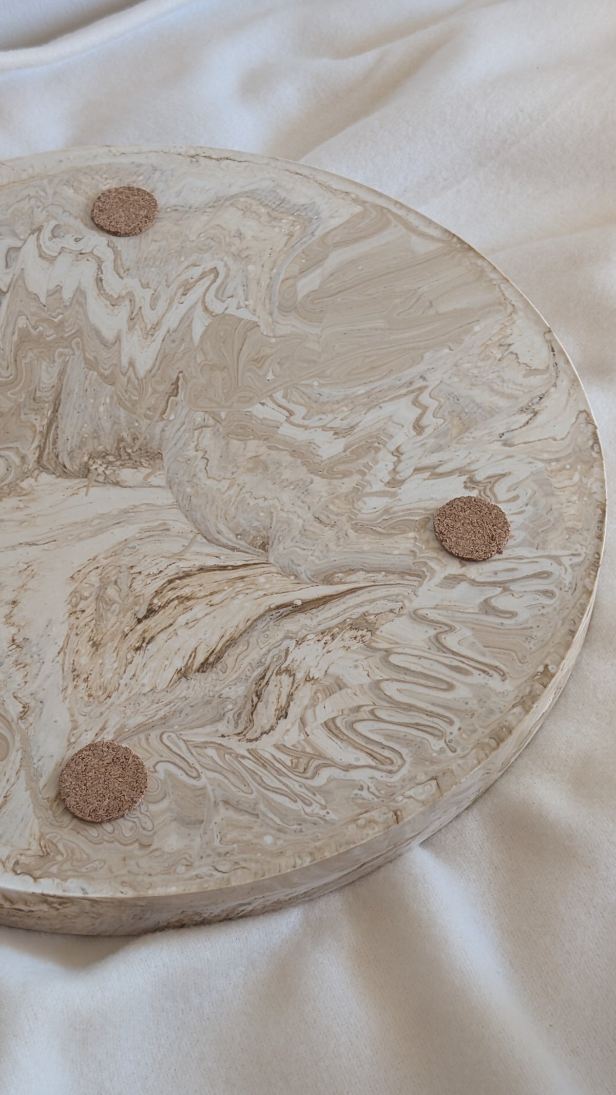 Vassoio Decorativo Tondo - Effetto Marmo Beige