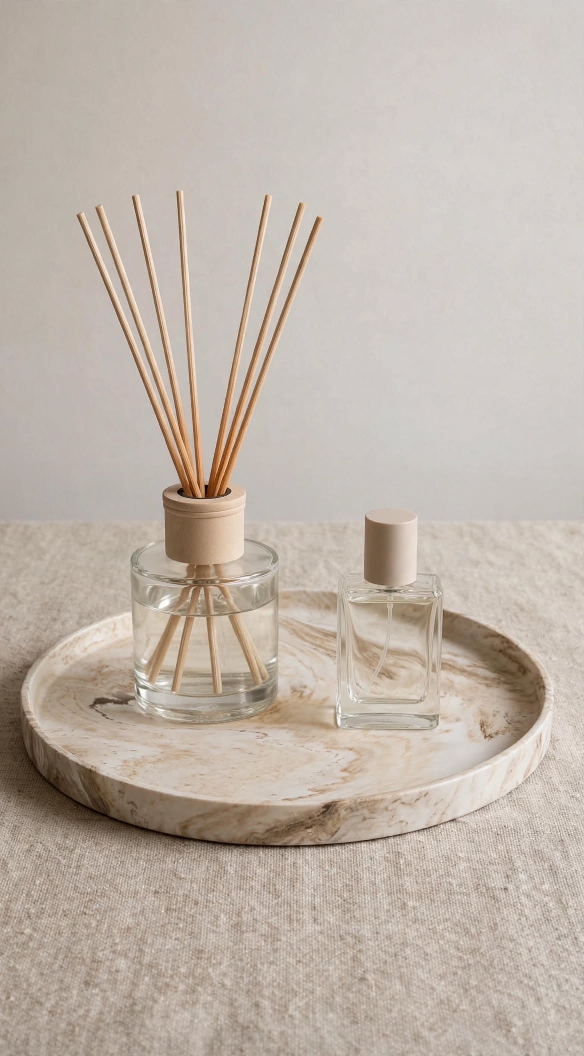 Vassoio Decorativo Tondo - Effetto Marmo Beige