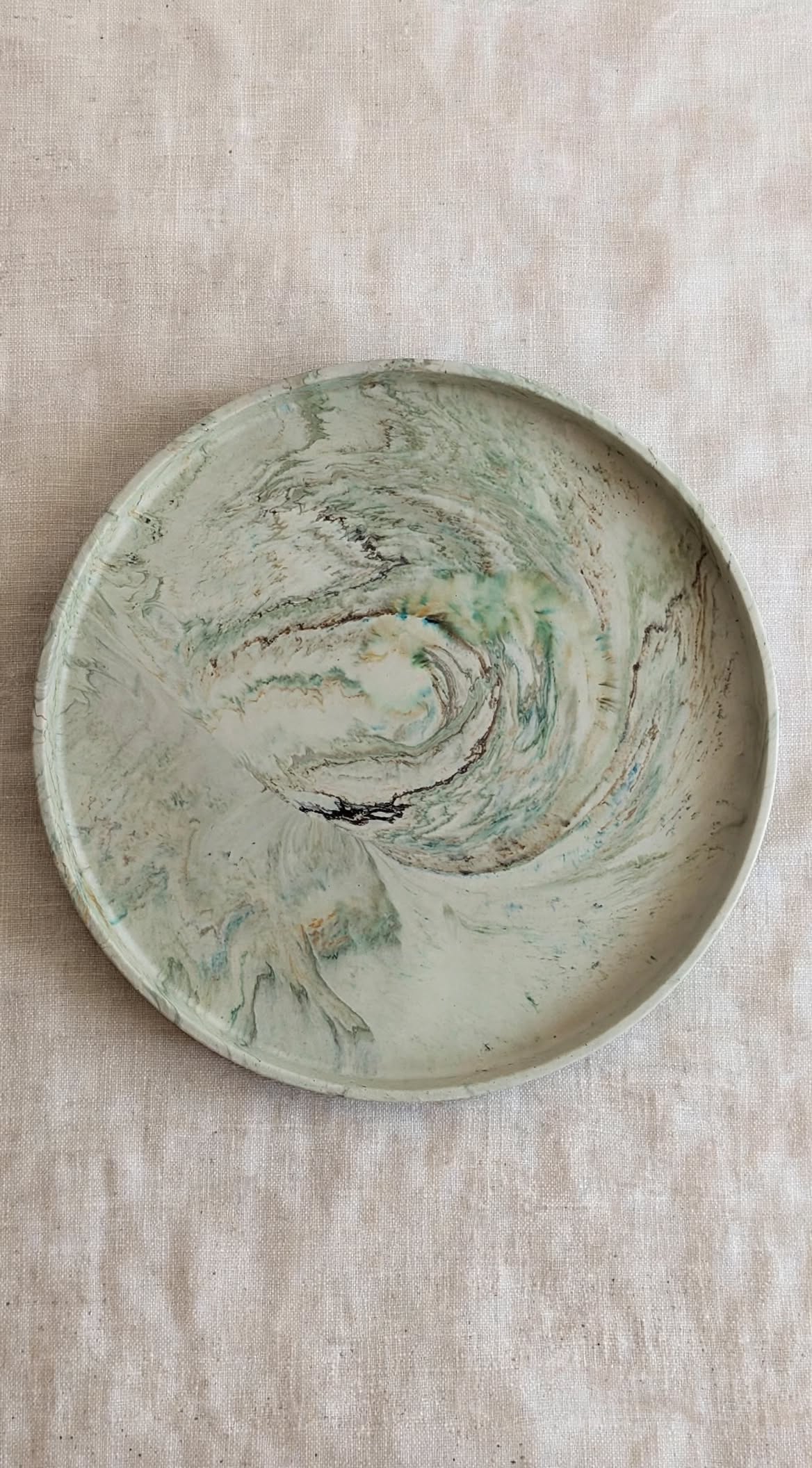 Vassoio Decorativo Tondo - Effetto Marmo Sage Green