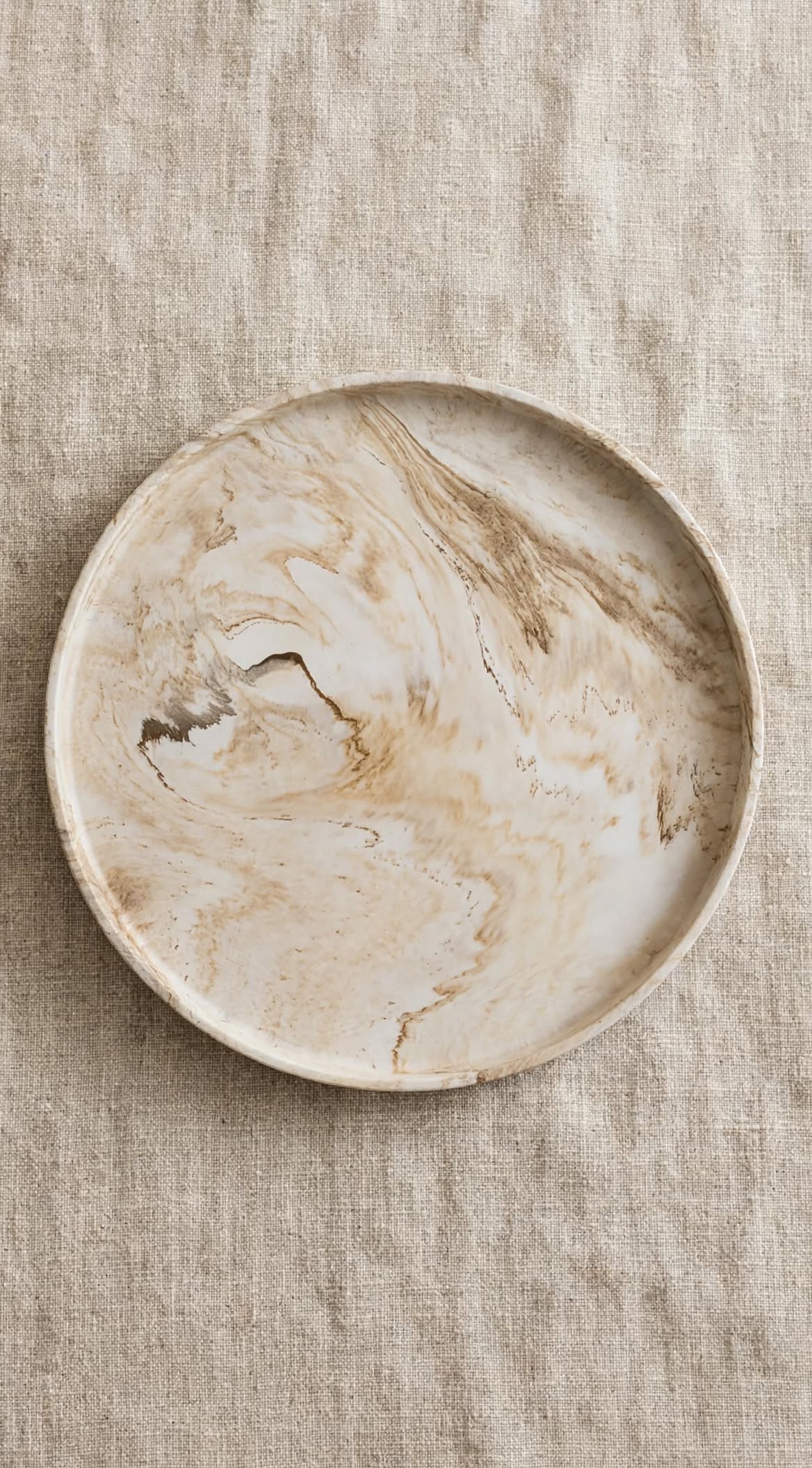 Vassoio Decorativo Tondo - Effetto Marmo Beige