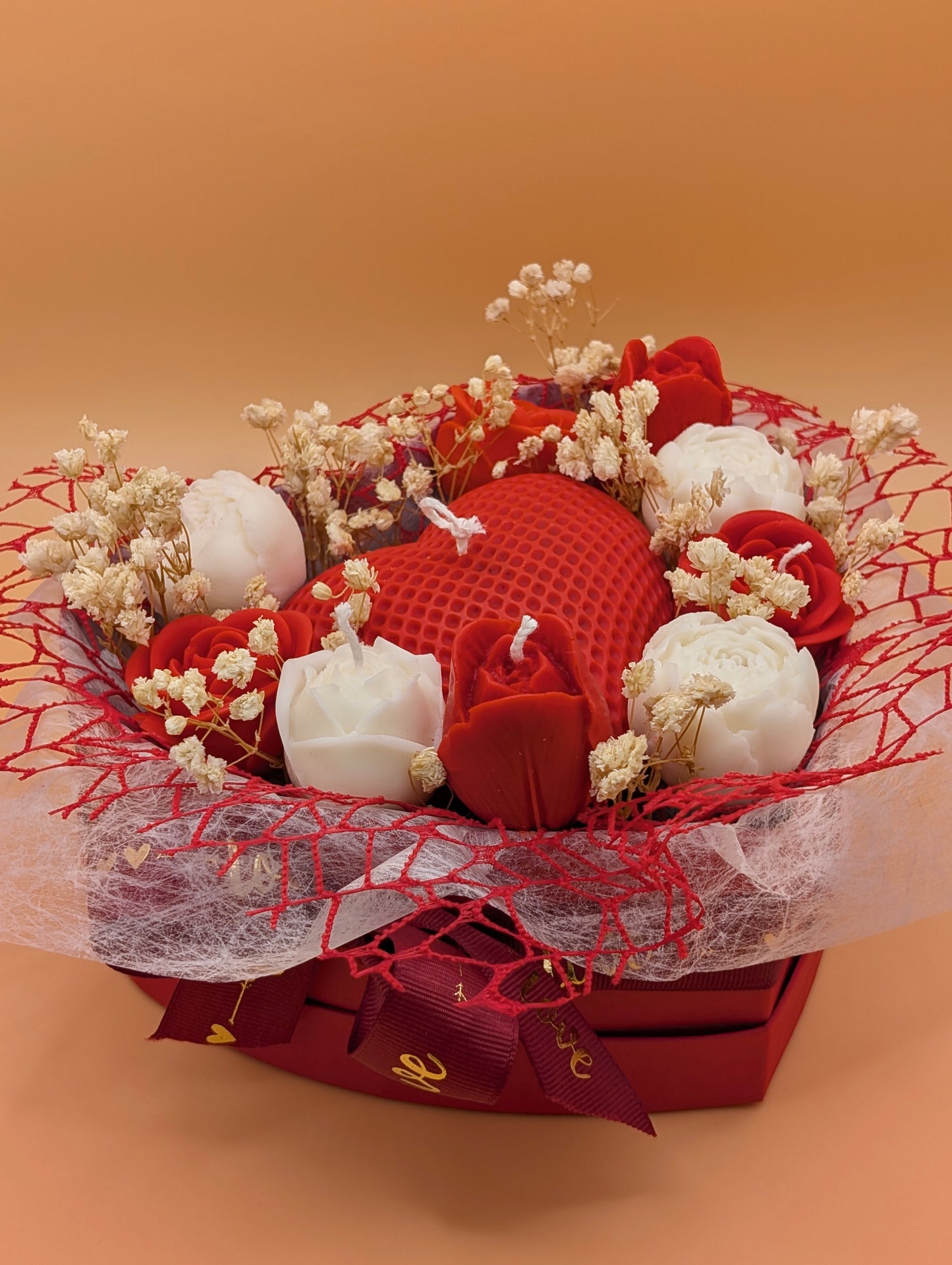 Bouquet romantico di candele fatte a mano