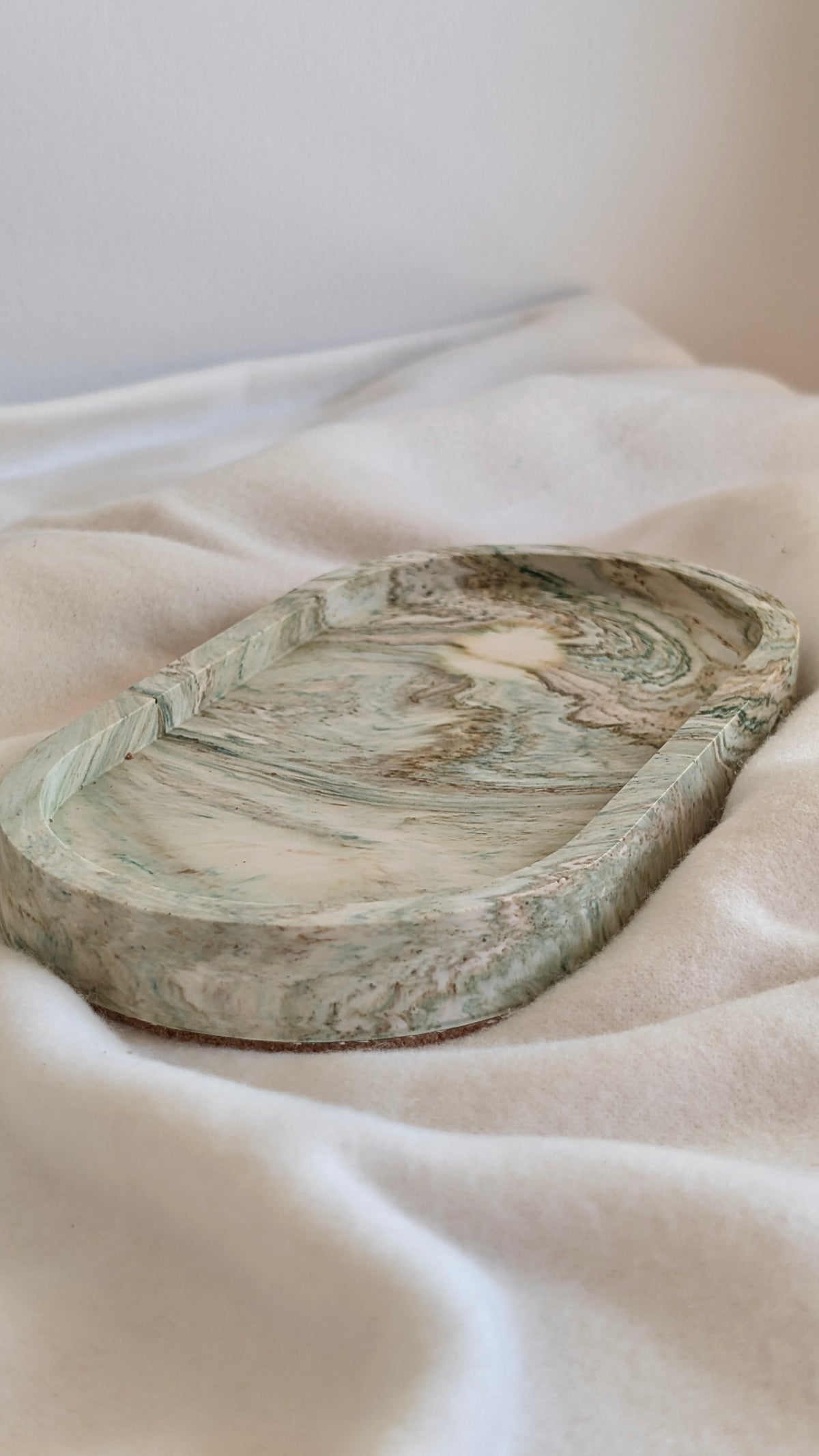 Svuotatasche Ovale - Marmorizzato Verde e Beige