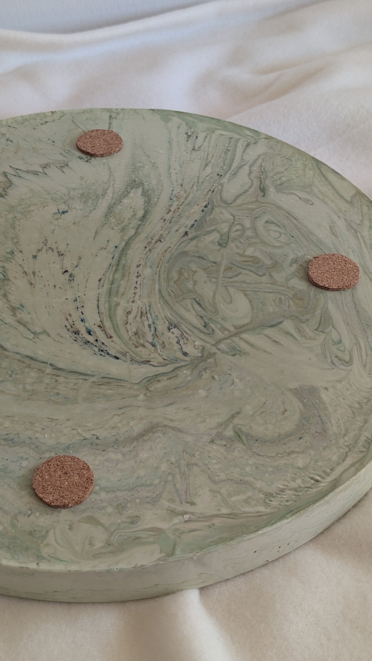 Vassoio Decorativo Tondo - Effetto Marmo Sage Green
